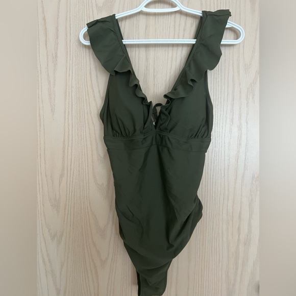 🥳🥳HOST PICK 🥳🥳 Felnart Swimsuits Ruffled V Neck Lace Up Tummy Control XL - Picture 5 of 8